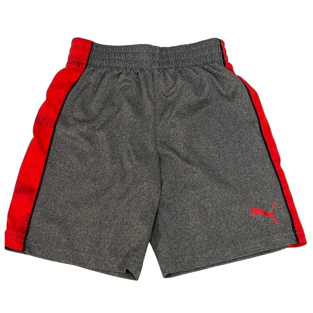Puma Kids Dark Gray Red Pull‎ On Sporty Athletic Comfortable Shorts Boys 5